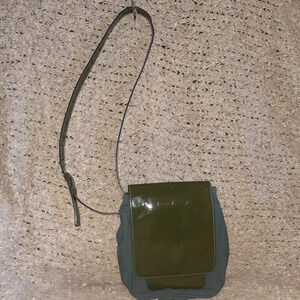 Vintage  TRUSSARDI-Green Patent Signature Leather/Nylon-Cross/Shoulder-Excellent